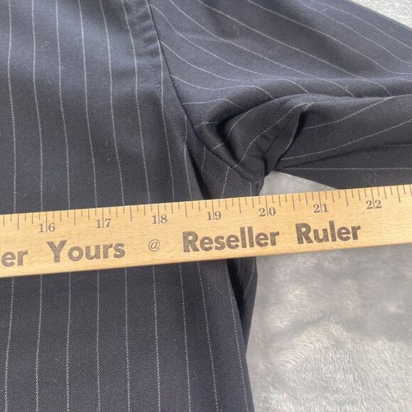 Lauren Ralph Lauren Shirt Womens Medium Navy Pinstripe Wool Button Front Tunic - Picture 6 of 15